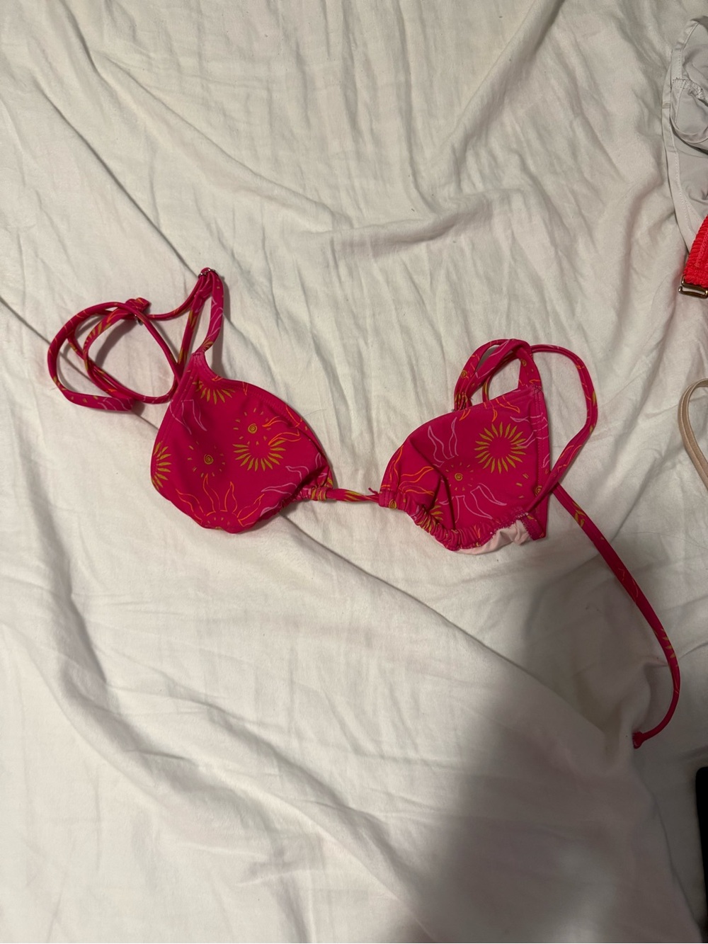 Hot Pink Sun Print Bikini Top
